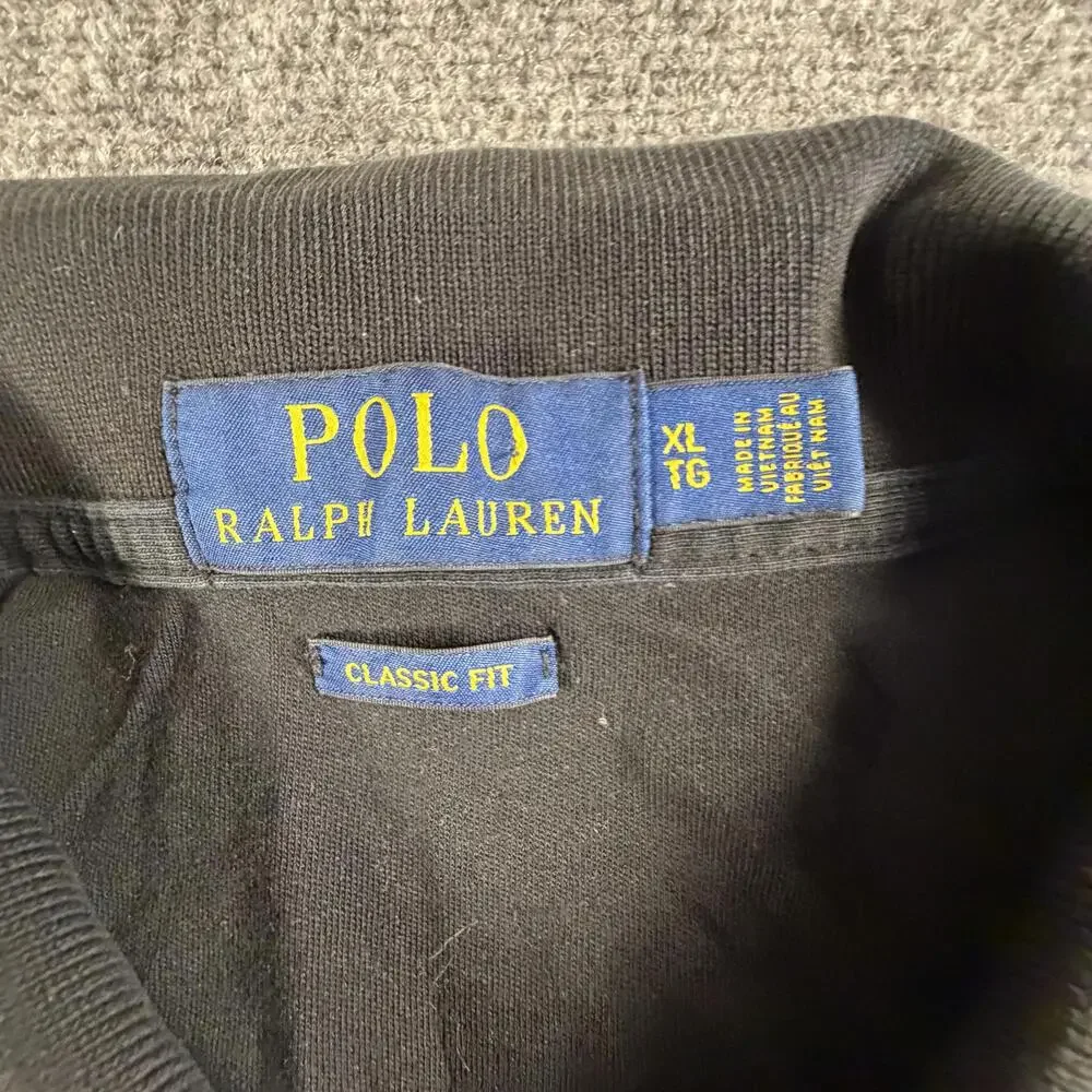 Polo Ralph Lauren Mens Classic‎ Fit Short Sleeve Polo Shirt Black XL Multi Pony